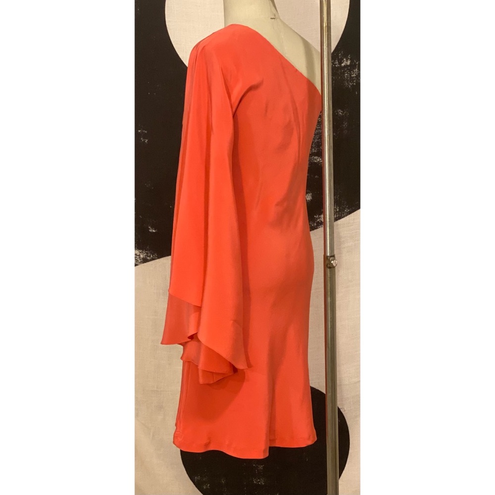 Nicole Miller SIZE4 Coral One-Shoulder Mini Dress - Picture 4 of 4